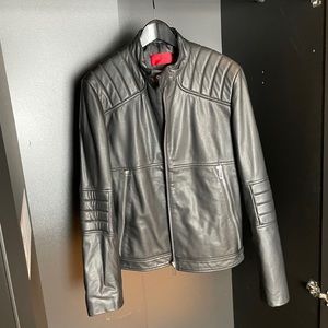 Hugo boss leather biker jacket (new)